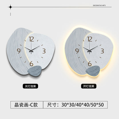 Cream Color Creative Living Room Wall Clock, Fashionable and Elegant Home Decor, No Drilling Required, Hanging Wall Clock