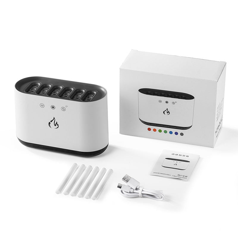 Amazon Hot Sale Dynamic Flame Humidifier USB Portable H20 Smart Ultrasonic Voice - Control Room Humidifier With 7 Colors Light - Zambeel